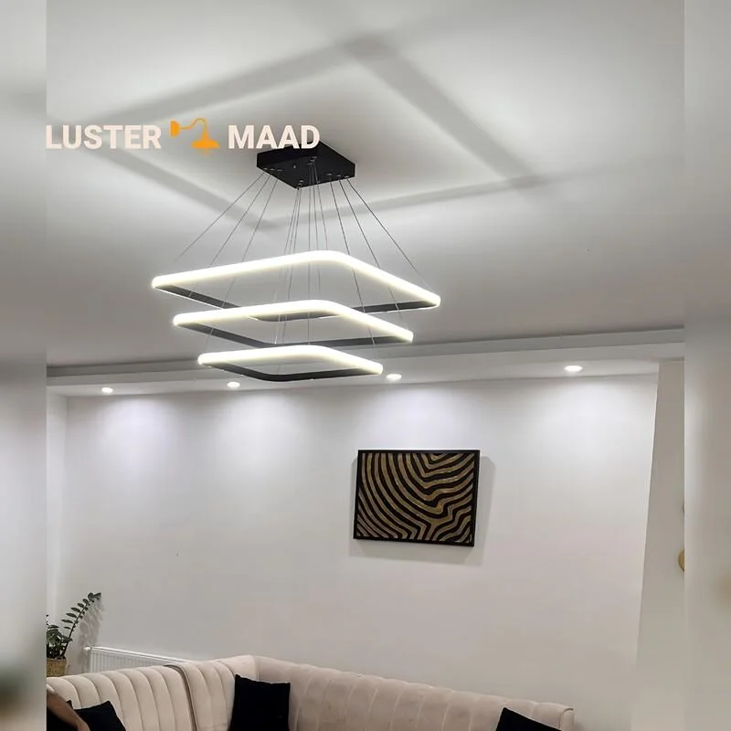 لوسترر مدرن ماد مربع سه طبقه روکشدار